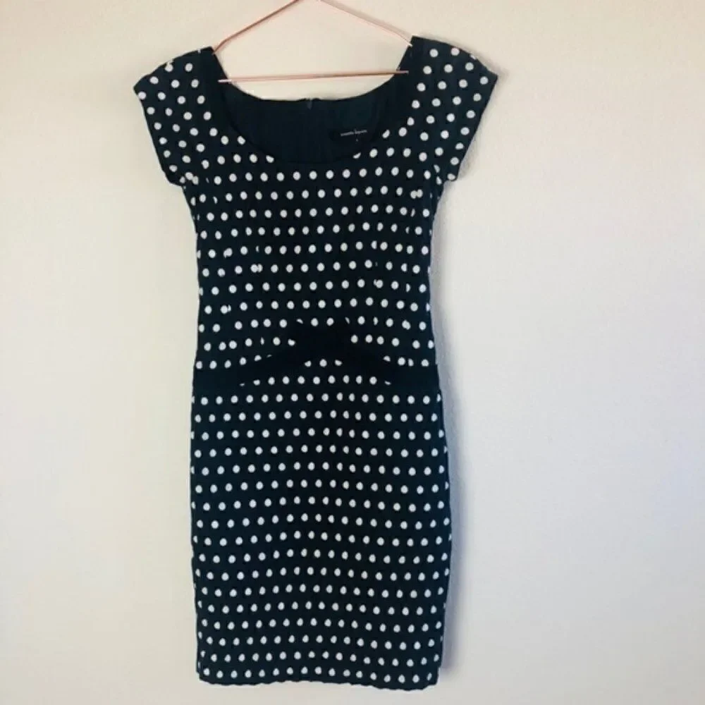 EUC Nanette Lepore Black Polka Dot Bodycon Dress 0